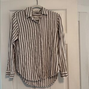 Abercrombie & Fitch Tan and Cream Striped Shirt